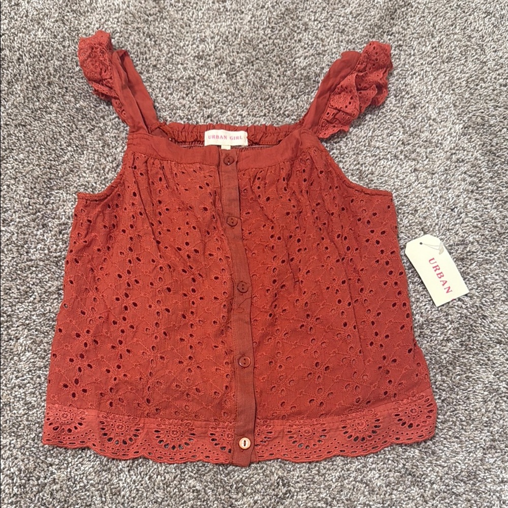 Urban Outfitters Rust Eyelet Tank Top